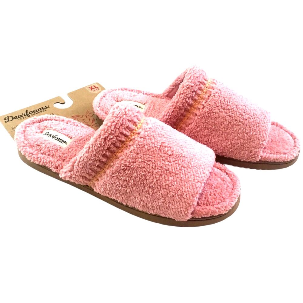 Dearfoams Cozy Comfort Slippers Pink Terry NWT Size X-Large 11-12